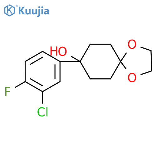8-(3-chloro-4-fluorophenyl)-1,4-dioxaspiro[4.5]decan-8-ol structure