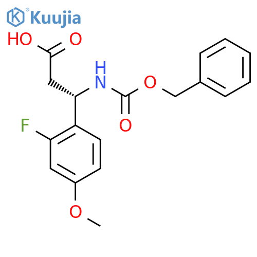 (3S)-3-{(benzyloxy)carbonylamino}-3-(2-fluoro-4-methoxyphenyl)propanoic acid structure