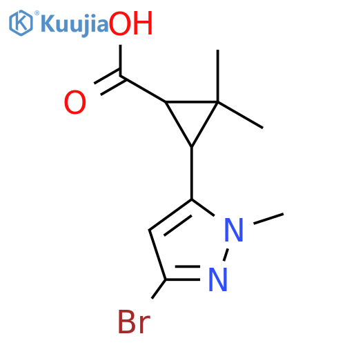 3-(3-bromo-1-methyl-1H-pyrazol-5-yl)-2,2-dimethylcyclopropane-1-carboxylic acid structure