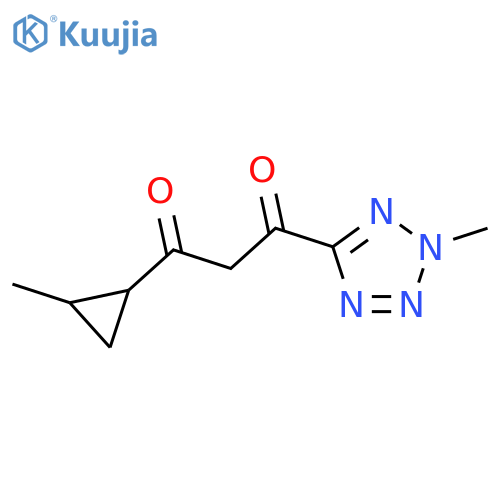 1-(2-methyl-2H-1,2,3,4-tetrazol-5-yl)-3-(2-methylcyclopropyl)propane-1,3-dione structure