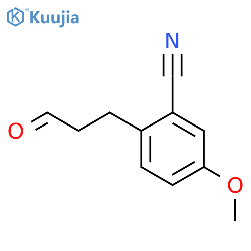 Benzonitrile, 5-Methoxy-2-(3-oxopropyl)- structure