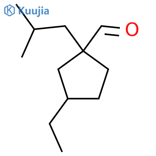 3-ethyl-1-(2-methylpropyl)cyclopentane-1-carbaldehyde structure