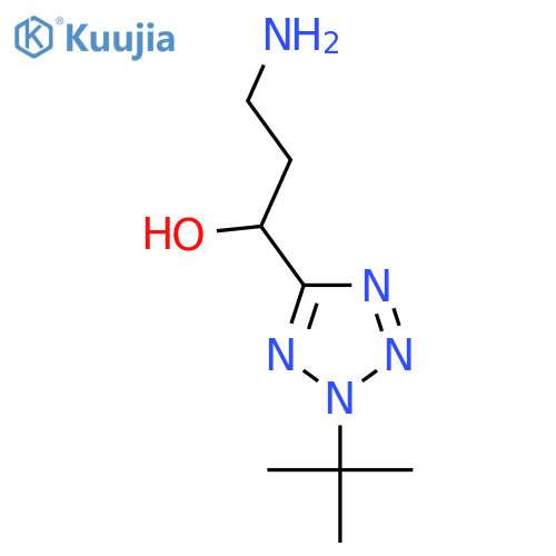 3-amino-1-(2-tert-butyl-2H-1,2,3,4-tetrazol-5-yl)propan-1-ol structure