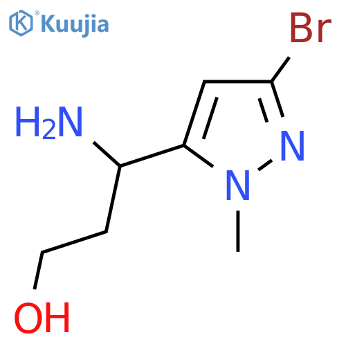 3-amino-3-(3-bromo-1-methyl-1H-pyrazol-5-yl)propan-1-ol structure