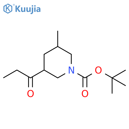 1-Piperidinecarboxylic acid, 3-methyl-5-(1-oxopropyl)-, 1,1-dimethylethyl ester structure