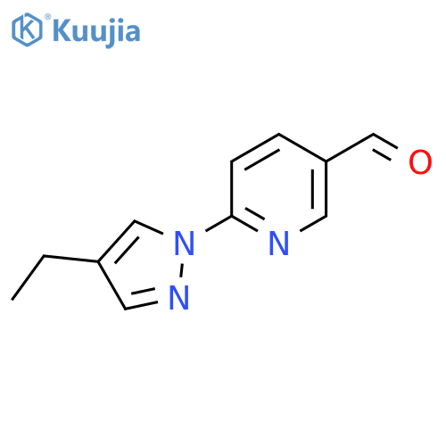 6-(4-ethyl-1H-pyrazol-1-yl)pyridine-3-carbaldehyde structure