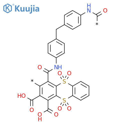 Poly[(dicarboxy-5,5,10,10-tetraoxidothianthrenediyl)carbonylimino-1,4-phenylenemethylene-1,4-phenyleneiminocarbonyl] structure