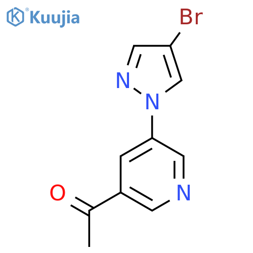 1-5-(4-bromo-1H-pyrazol-1-yl)pyridin-3-ylethan-1-one structure