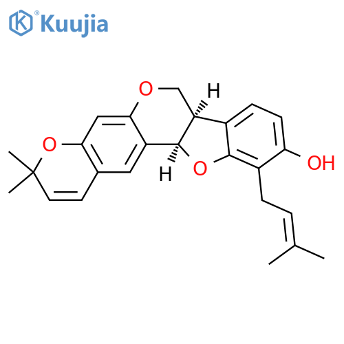 3H,7H-Benzofuro[3,2-c]pyrano[3,2-g][1]benzopyran-10-ol, 7a,12a-dihydro-3,3-dimethyl-11-(3-methyl-2-buten-1-yl)-, (7aR,12aR)- structure
