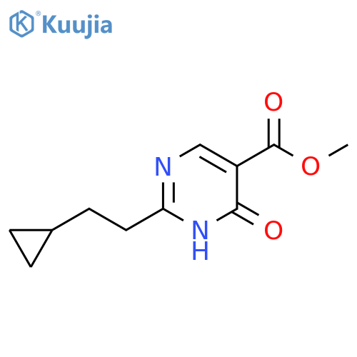 5-Pyrimidinecarboxylic acid, 2-(2-cyclopropylethyl)-1,6-dihydro-6-oxo-, methyl ester structure