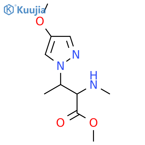 methyl 3-(4-methoxy-1H-pyrazol-1-yl)-2-(methylamino)butanoate structure