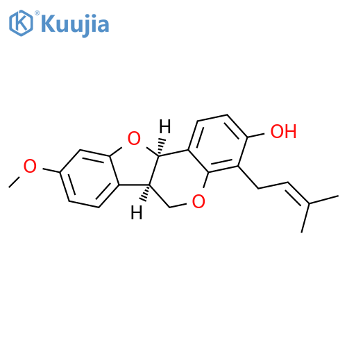 6H-Benzofuro[3,2-c][1]benzopyran-3-ol, 6a,11a-dihydro-9-methoxy-4-(3-methyl-2-buten-1-yl)-, (6aR,11aR)- structure