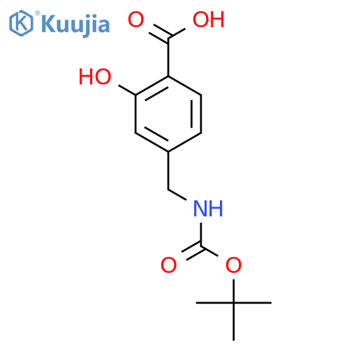 4-({(tert-butoxy)carbonylamino}methyl)-2-hydroxybenzoic acid structure