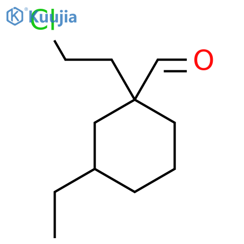 1-(2-chloroethyl)-3-ethylcyclohexane-1-carbaldehyde structure