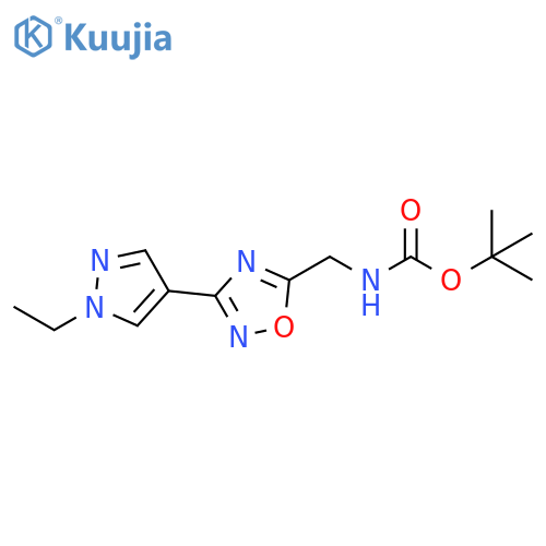 tert-butyl N-{3-(1-ethyl-1H-pyrazol-4-yl)-1,2,4-oxadiazol-5-ylmethyl}carbamate structure