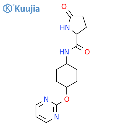 5-oxo-N-[(1r,4r)-4-(pyrimidin-2-yloxy)cyclohexyl]pyrrolidine-2-carboxamide structure