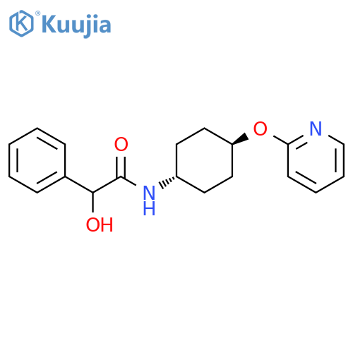 2-hydroxy-2-phenyl-N-[(1r,4r)-4-(pyridin-2-yloxy)cyclohexyl]acetamide structure