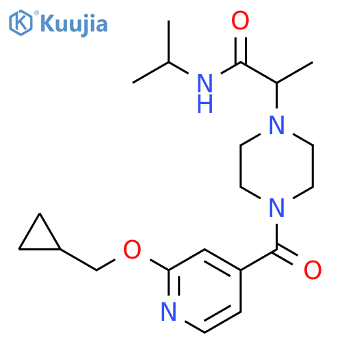 2-[4-[2-(cyclopropylmethoxy)pyridine-4-carbonyl]piperazin-1-yl]-N-propan-2-ylpropanamide structure