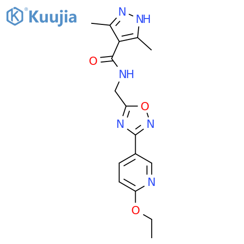 N-{[3-(6-ethoxypyridin-3-yl)-1,2,4-oxadiazol-5-yl]methyl}-3,5-dimethyl-1H-pyrazole-4-carboxamide structure