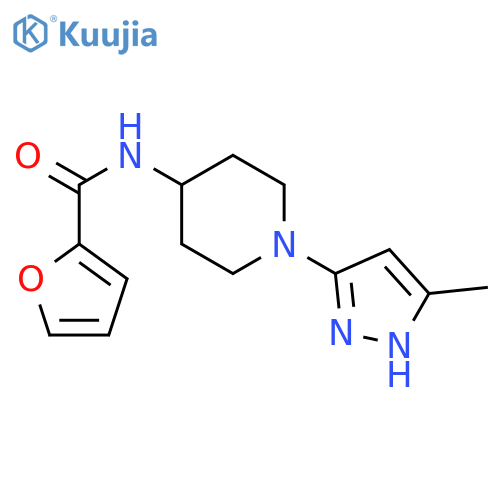N-[1-(5-methyl-1H-pyrazol-3-yl)piperidin-4-yl]furan-2-carboxamide structure