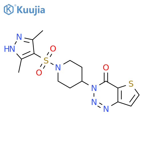 3-{1-(3,5-dimethyl-1H-pyrazol-4-yl)sulfonylpiperidin-4-yl}-3H,4H-thieno3,2-d1,2,3triazin-4-one structure