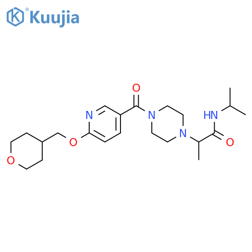 2-[4-[6-(oxan-4-ylmethoxy)pyridine-3-carbonyl]piperazin-1-yl]-N-propan-2-ylpropanamide structure