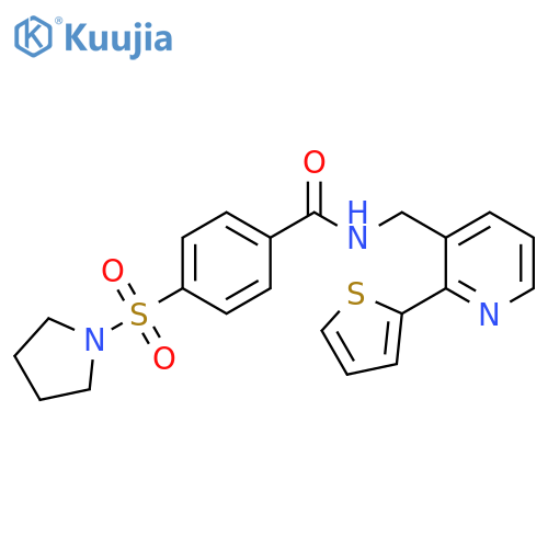 4-(pyrrolidine-1-sulfonyl)-N-{[2-(thiophen-2-yl)pyridin-3-yl]methyl}benzamide structure
