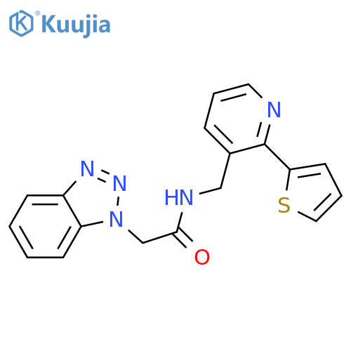 2-(1H-1,2,3-benzotriazol-1-yl)-N-{[2-(thiophen-2-yl)pyridin-3-yl]methyl}acetamide structure
