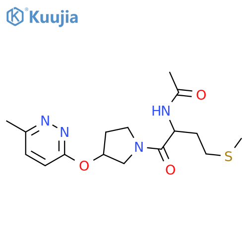 N-(1-{3-[(6-methylpyridazin-3-yl)oxy]pyrrolidin-1-yl}-4-(methylsulfanyl)-1-oxobutan-2-yl)acetamide structure