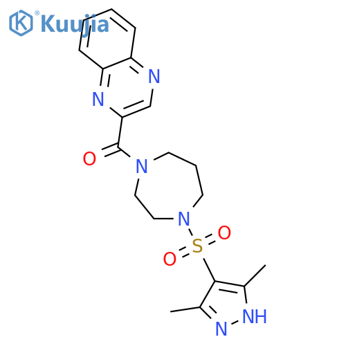 2-{4-[(3,5-dimethyl-1H-pyrazol-4-yl)sulfonyl]-1,4-diazepane-1-carbonyl}quinoxaline structure