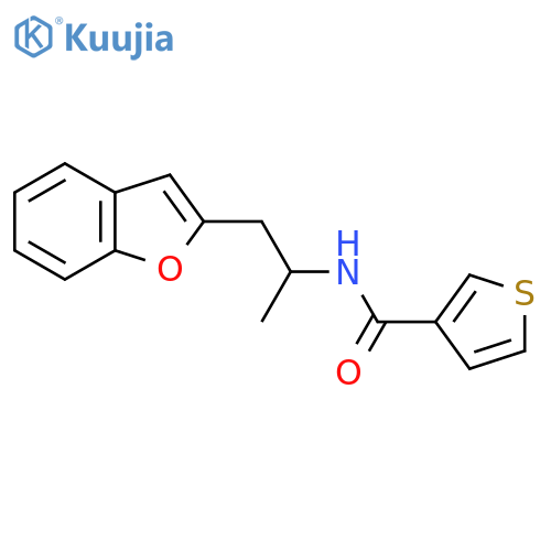 N-[1-(1-benzofuran-2-yl)propan-2-yl]thiophene-3-carboxamide structure