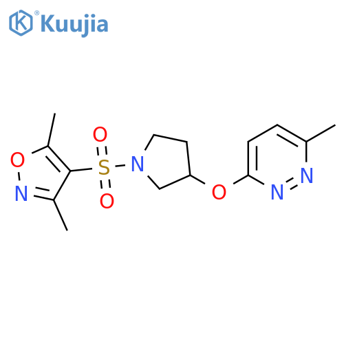 3-({1-[(3,5-dimethyl-1,2-oxazol-4-yl)sulfonyl]pyrrolidin-3-yl}oxy)-6-methylpyridazine structure