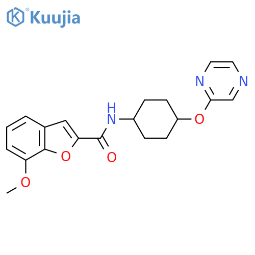 7-methoxy-N-[(1r,4r)-4-(pyrazin-2-yloxy)cyclohexyl]-1-benzofuran-2-carboxamide structure