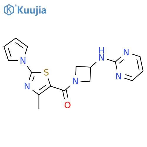 N-{1-4-methyl-2-(1H-pyrrol-1-yl)-1,3-thiazole-5-carbonylazetidin-3-yl}pyrimidin-2-amine structure
