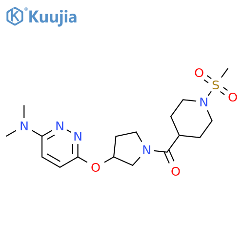 6-{[1-(1-methanesulfonylpiperidine-4-carbonyl)pyrrolidin-3-yl]oxy}-N,N-dimethylpyridazin-3-amine structure
