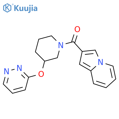2-[3-(pyridazin-3-yloxy)piperidine-1-carbonyl]indolizine structure