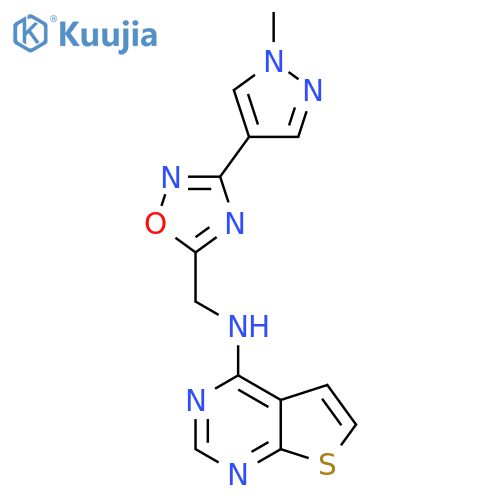 N-{[3-(1-methyl-1H-pyrazol-4-yl)-1,2,4-oxadiazol-5-yl]methyl}thieno[2,3-d]pyrimidin-4-amine structure
