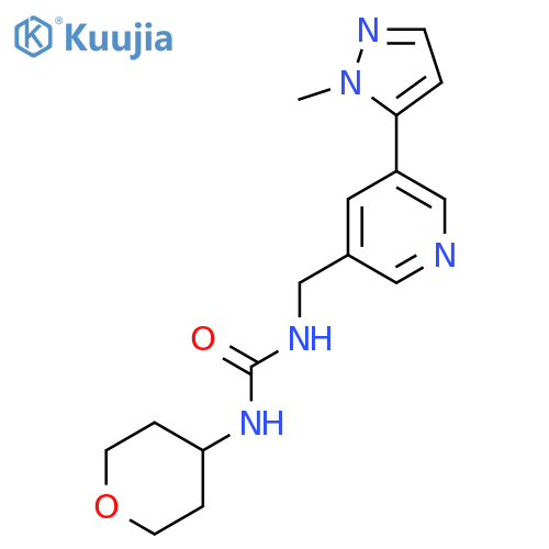 3-{5-(1-methyl-1H-pyrazol-5-yl)pyridin-3-ylmethyl}-1-(oxan-4-yl)urea structure