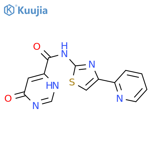 6-hydroxy-N-[4-(pyridin-2-yl)-1,3-thiazol-2-yl]pyrimidine-4-carboxamide structure