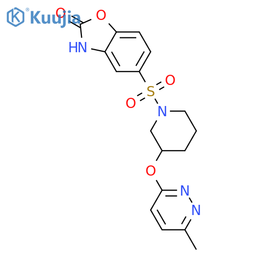 5-({3-[(6-methylpyridazin-3-yl)oxy]piperidin-1-yl}sulfonyl)-2,3-dihydro-1,3-benzoxazol-2-one structure
