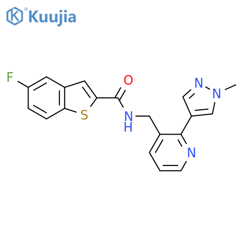 5-fluoro-N-{2-(1-methyl-1H-pyrazol-4-yl)pyridin-3-ylmethyl}-1-benzothiophene-2-carboxamide structure