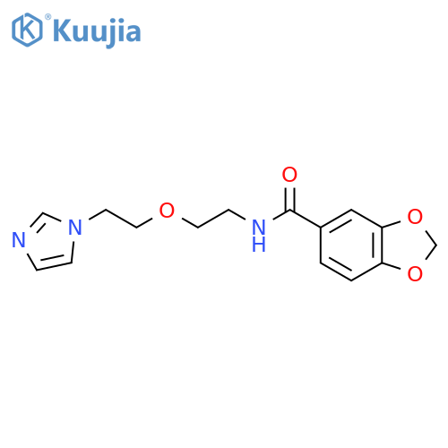 N-{2-2-(1H-imidazol-1-yl)ethoxyethyl}-2H-1,3-benzodioxole-5-carboxamide structure