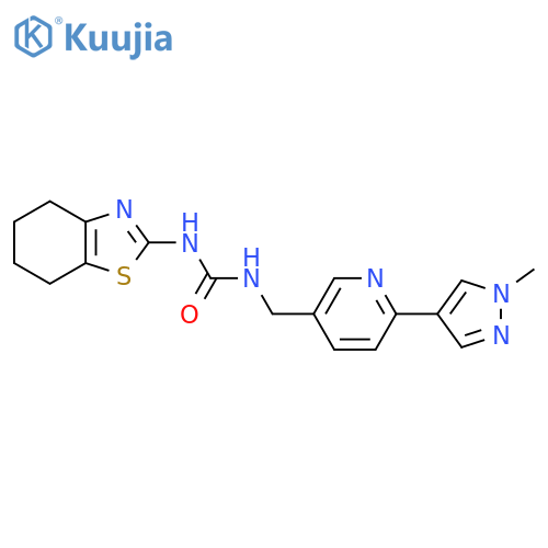 1-{6-(1-methyl-1H-pyrazol-4-yl)pyridin-3-ylmethyl}-3-(4,5,6,7-tetrahydro-1,3-benzothiazol-2-yl)urea structure