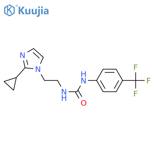 3-[2-(2-cyclopropyl-1H-imidazol-1-yl)ethyl]-1-[4-(trifluoromethyl)phenyl]urea structure