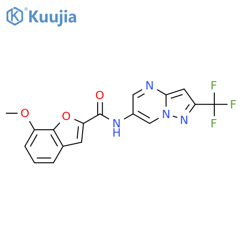 7-methoxy-N-[2-(trifluoromethyl)pyrazolo[1,5-a]pyrimidin-6-yl]-1-benzofuran-2-carboxamide structure
