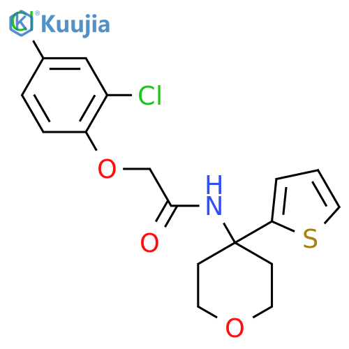 2-(2,4-dichlorophenoxy)-N-4-(thiophen-2-yl)oxan-4-ylacetamide structure