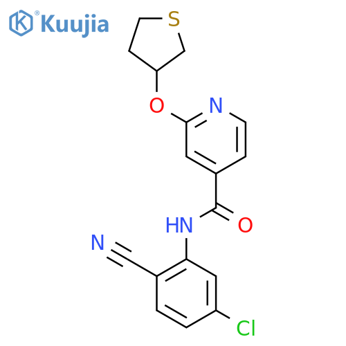 N-(5-chloro-2-cyanophenyl)-2-((tetrahydrothiophen-3-yl)oxy)isonicotinamide structure