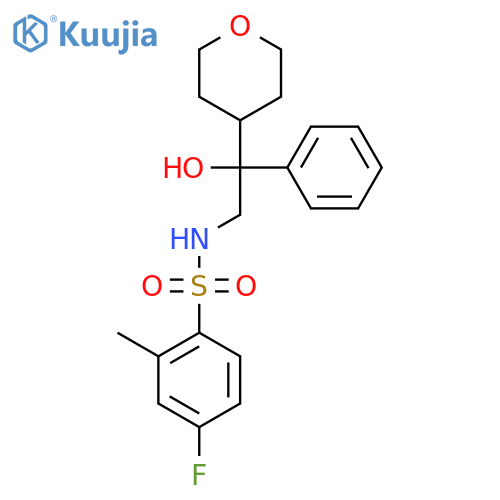 4-fluoro-N-[2-hydroxy-2-(oxan-4-yl)-2-phenylethyl]-2-methylbenzene-1-sulfonamide structure