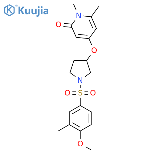 4-((1-((4-methoxy-3-methylphenyl)sulfonyl)pyrrolidin-3-yl)oxy)-1,6-dimethylpyridin-2(1H)-one structure
