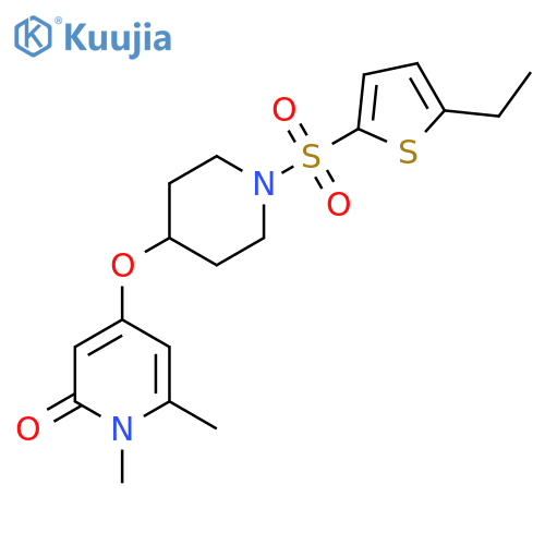 4-((1-((5-ethylthiophen-2-yl)sulfonyl)piperidin-4-yl)oxy)-1,6-dimethylpyridin-2(1H)-one structure